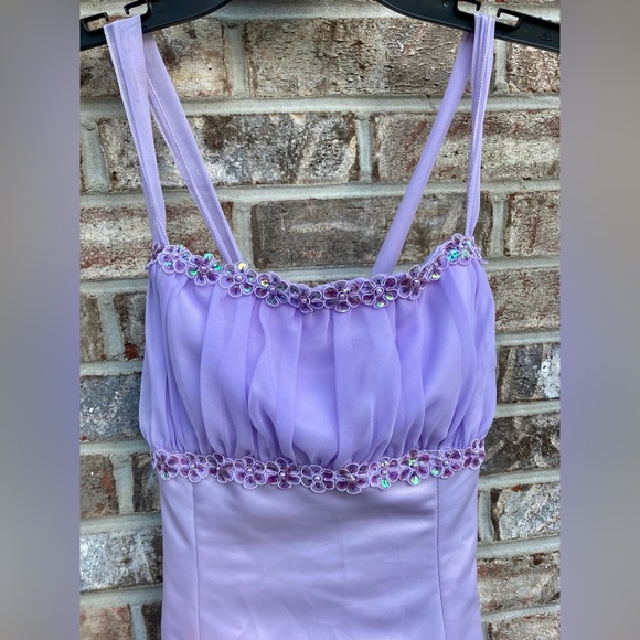 Lilac/Lavender Vintage 90s Princess Barbiecore Prom Dress- Repaired - Picture 9 of 11